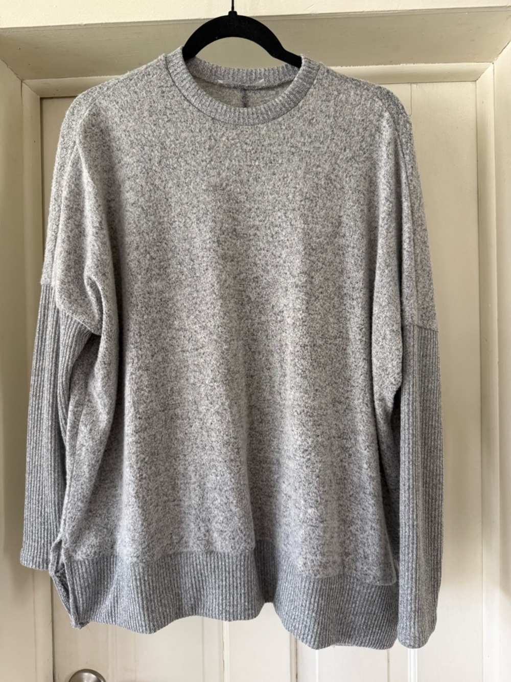 Cozy Heather Light Gray Crewneck Sweater - Women's Relaxed Fit